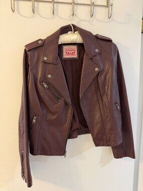 Levi's Women's The Classic Faux Leather Moto Jacket - Small, Burgundy